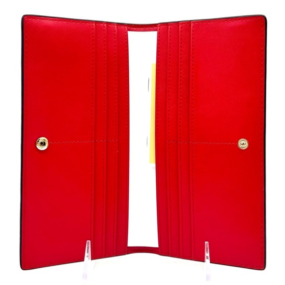 Michael Kors Reed Large Snap Bifold Wallet Bright Red - Picture 8 of 9